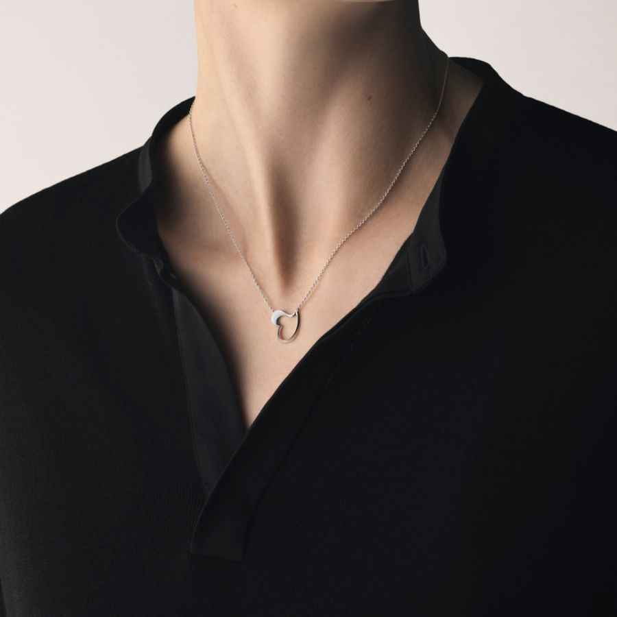 Georg Jensen-Silver Love Heart Necklace-Dipples Jewellers
