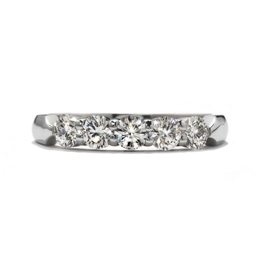Hearts On Fire-0.31ct Round Brilliant Cut Diamond 5-Stone 18ct White Gold Half Eternity Ring-Dipples Jewellers