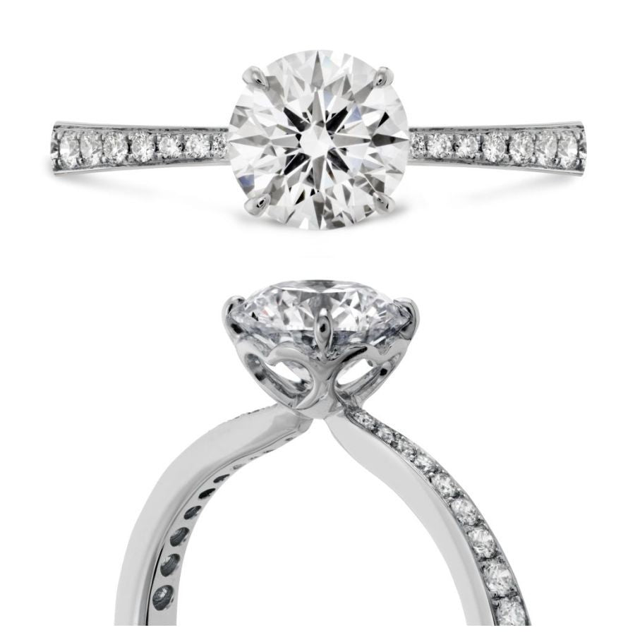 Hearts On Fire-0.52ct Signature Diamond Solitaire 18ct White Gold Ring with Diamond Shoulders-Dipples Jewellers