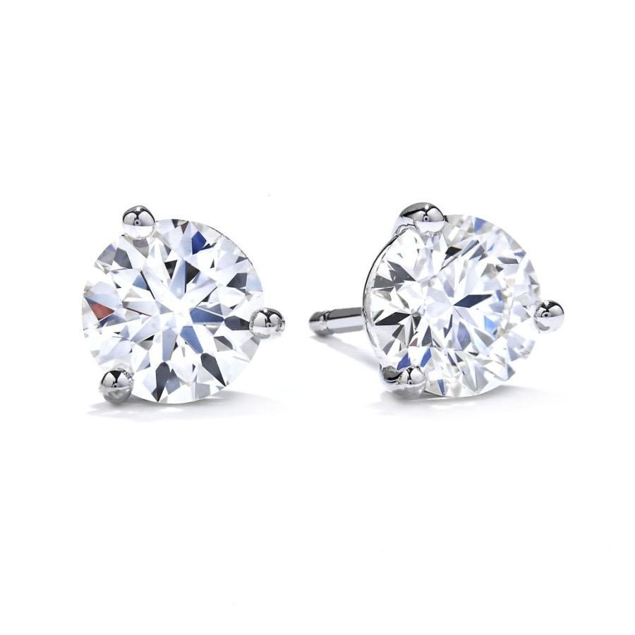 Hearts On Fire-1.42ct Round Brilliant Cut Diamond Solitaire 18ct White Gold Stud Earrings-Dipples Jewellers
