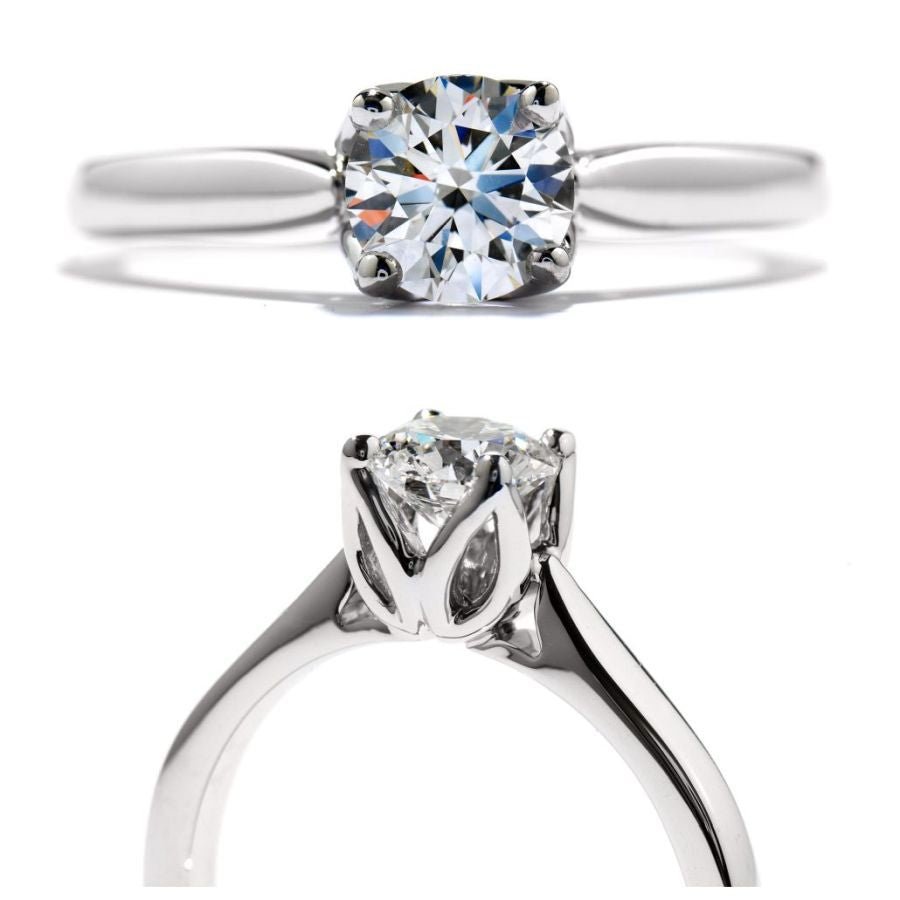 Hearts On Fire-18ct white gold Simply bridal leaf solitaire diamond ring-Dipples Jewellers