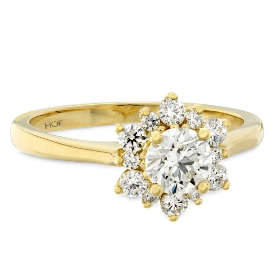 Hearts On Fire-18ct Yellow Gold Delight Lady Round Brilliant Cut Diamond Cluster Ring-Dipples Jewellers