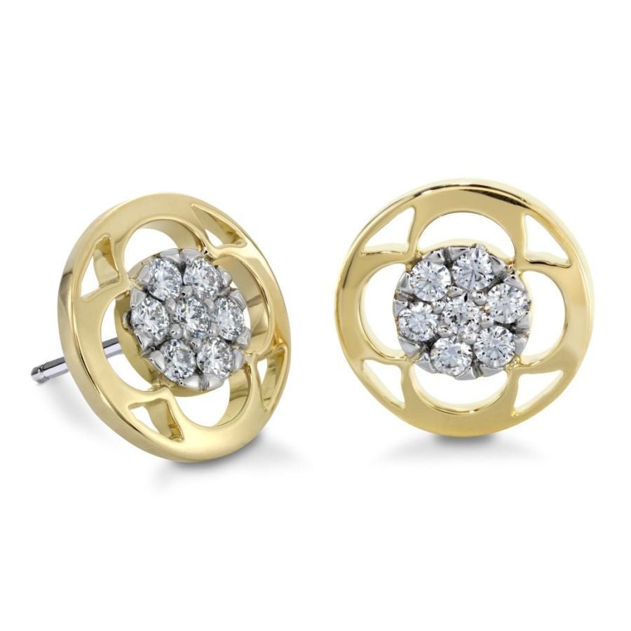 Hearts On Fire-18ct Yellow Gold & Platinum Coplet Pave Set Diamond Stud Earrings-Dipples Jewellers