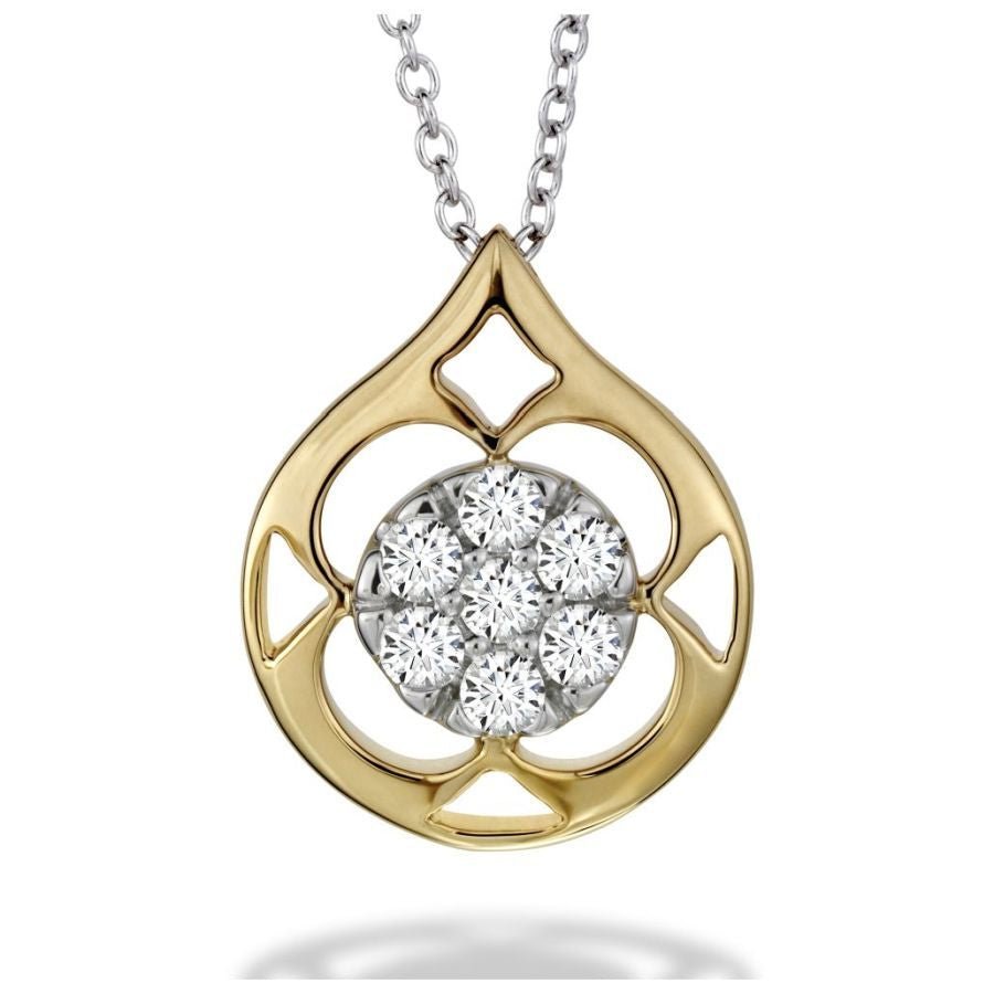 Hearts On Fire-18ct Yellow Gold & Platinum Round Brilliant Cut Diamond Set Copley Pendant-Dipples Jewellers