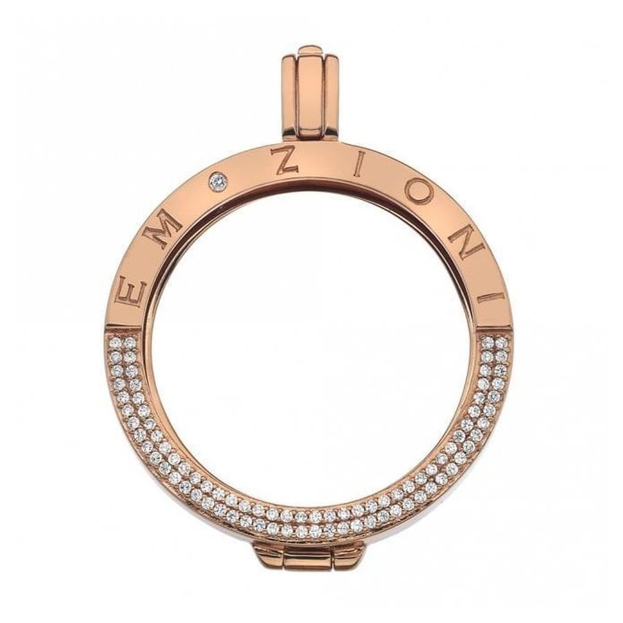 Hot Diamonds-Emozioni Rose Gold Plated 33mm Reflessi Coin Keeper-Dipples Jewellers