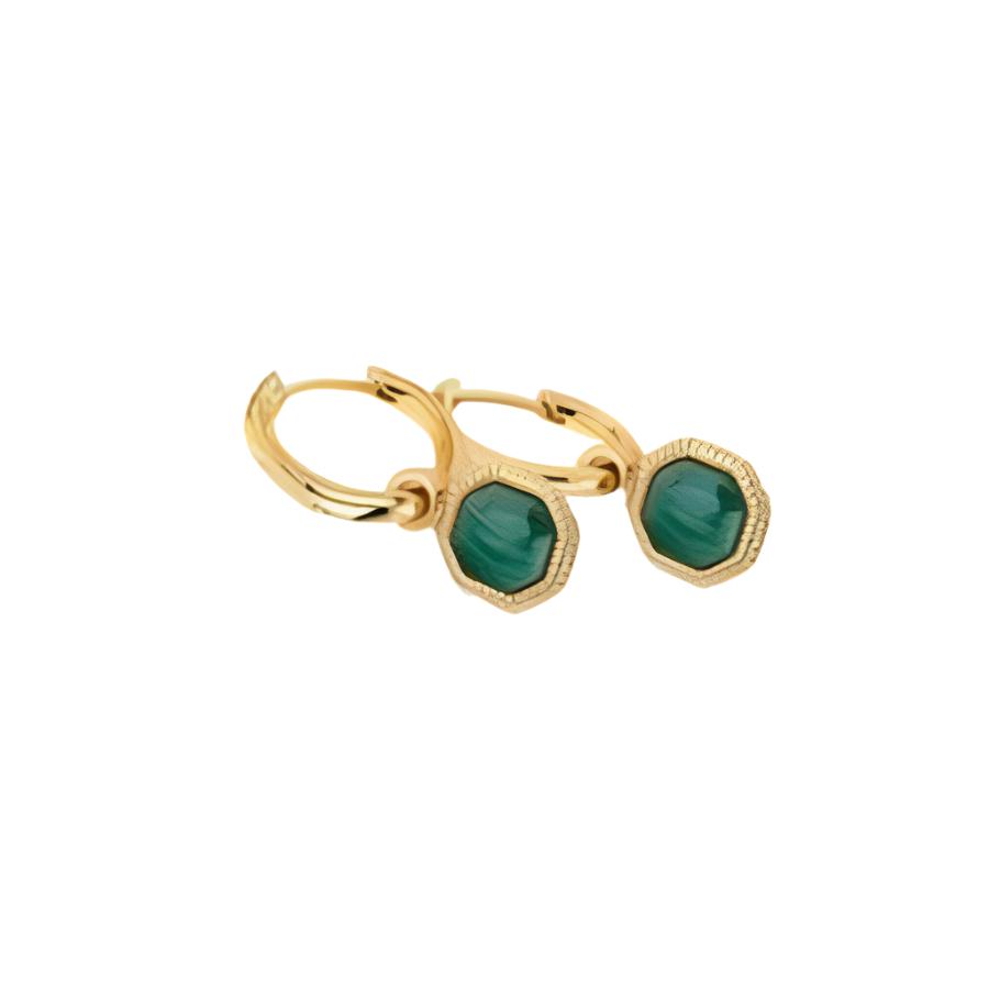Hot Diamonds-Jac Jossa Gold Plated Silver Revive Malachite Set Earrings-Dipples Jewellers