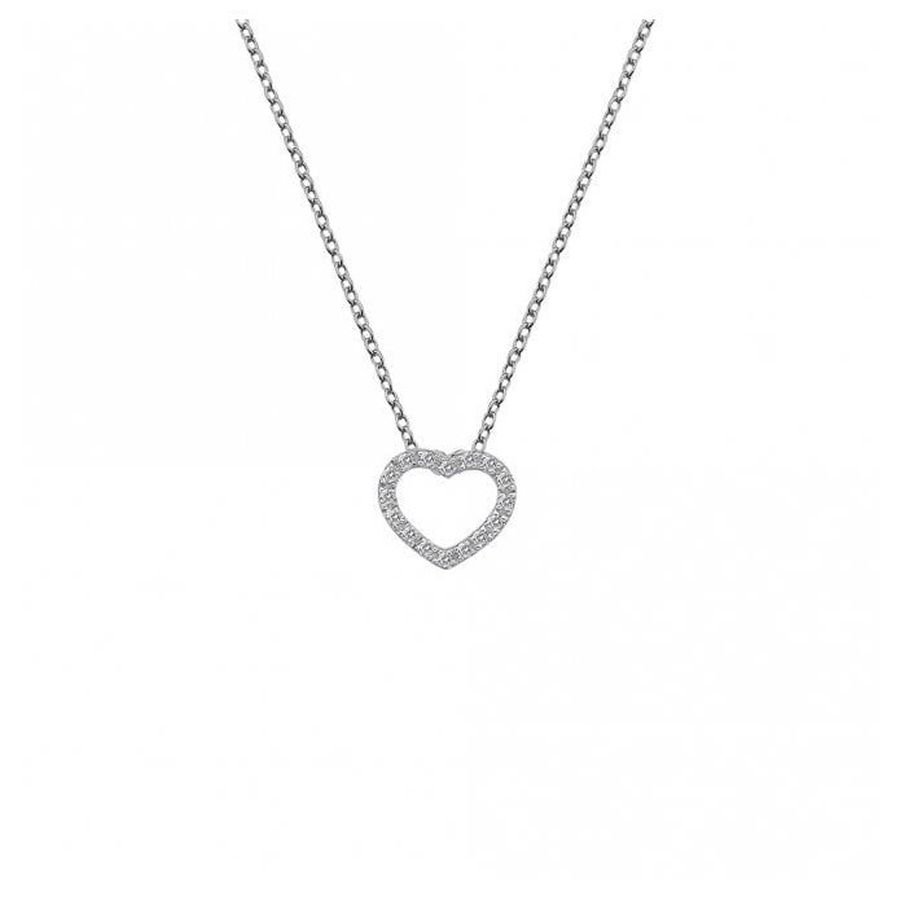Hot Diamonds-Silver Bliss Heart White Topaz Pendant & Chain-Dipples Jewellers