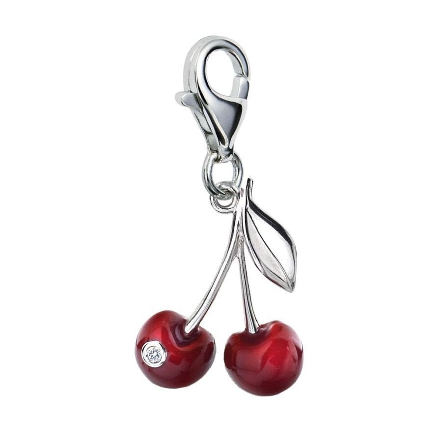 Hot Diamonds-Silver Dark Red Cherry Charm-Dipples Jewellers