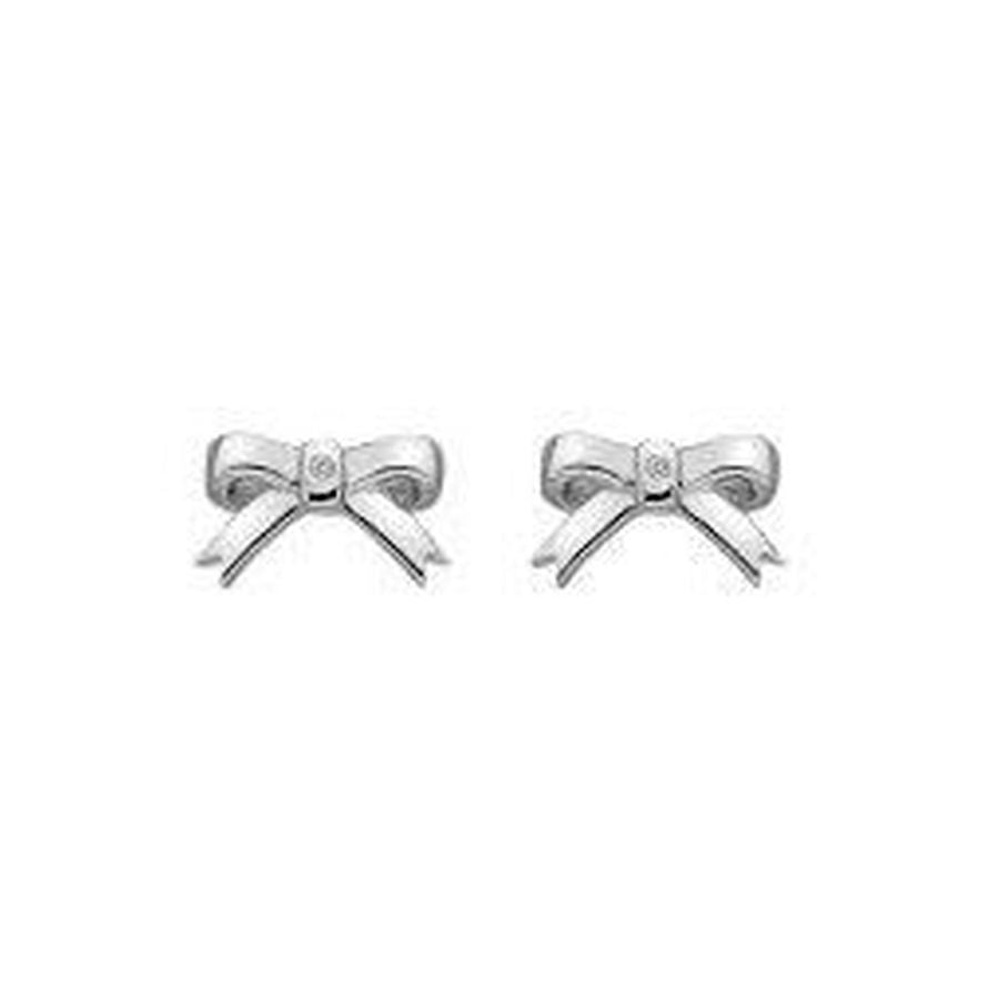 Hot Diamonds-Silver Ribbon Stud Earrings-Dipples Jewellers
