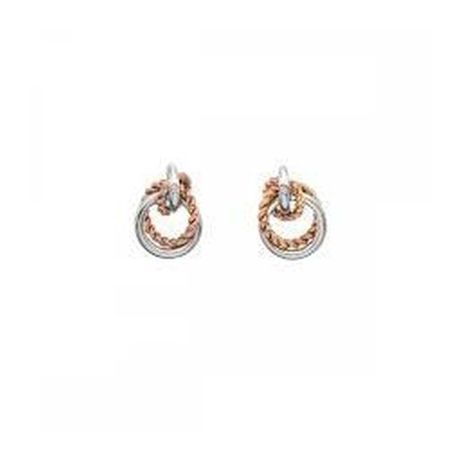 Hot Diamonds-Silver & Rose Gold Plated Unity Circle Earrings-Dipples Jewellers