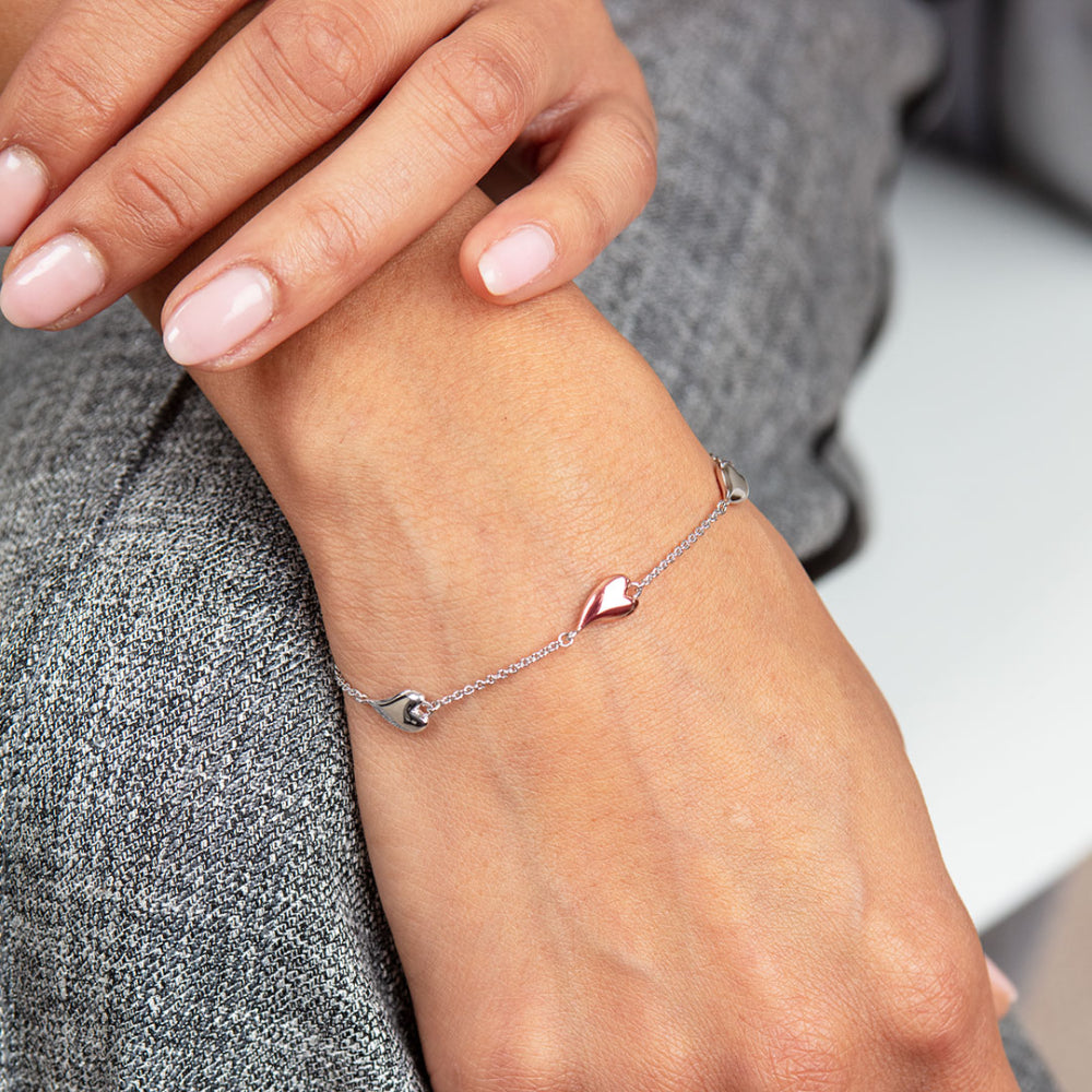 Kit Heath-Desire Kiss Blush Heart Station Bracelet-Dipples Jewellers