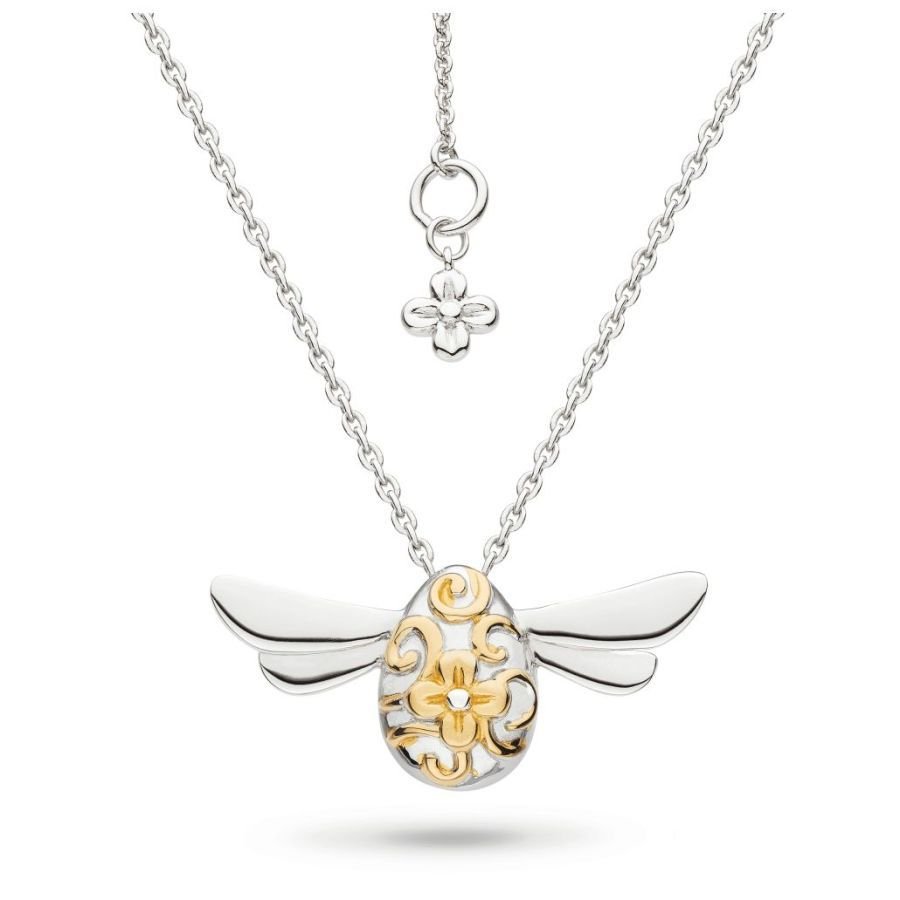 Kit Heath-KH Silv&YGP Blossom Flyte Honey Bee Midi Ncklce-Dipples Jewellers