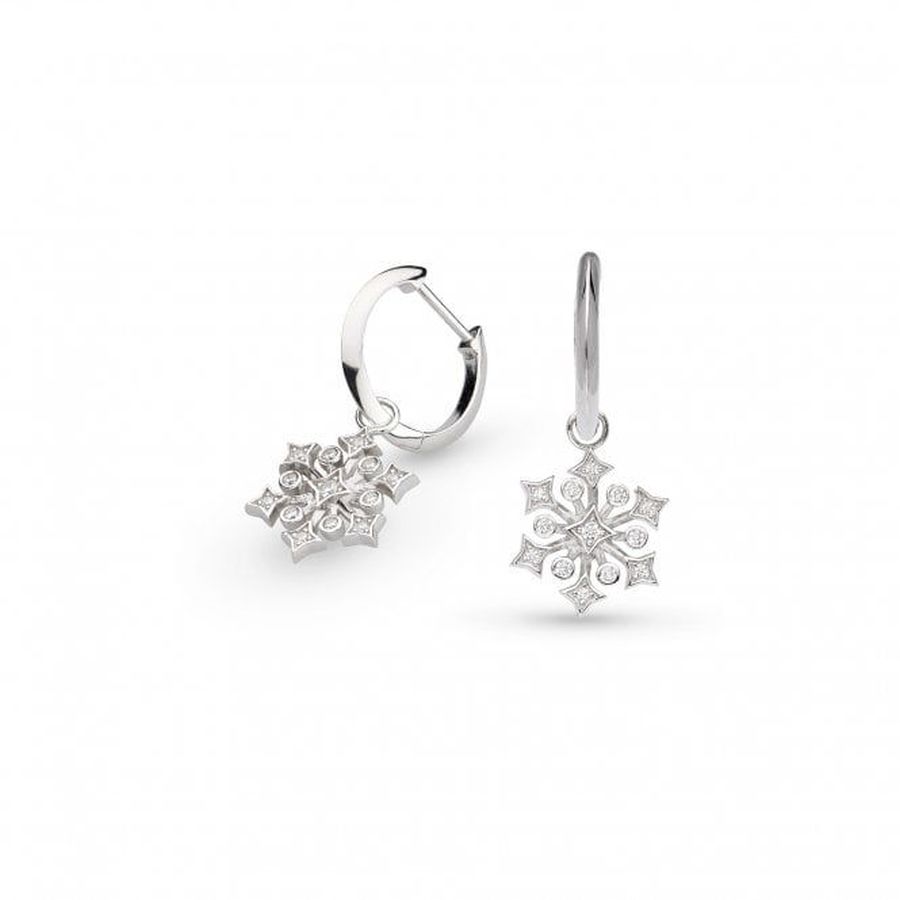 Kit Heath-KH Silver C‚leste Astoria Snow CZ Hoop Drop Errngs-Dipples Jewellers