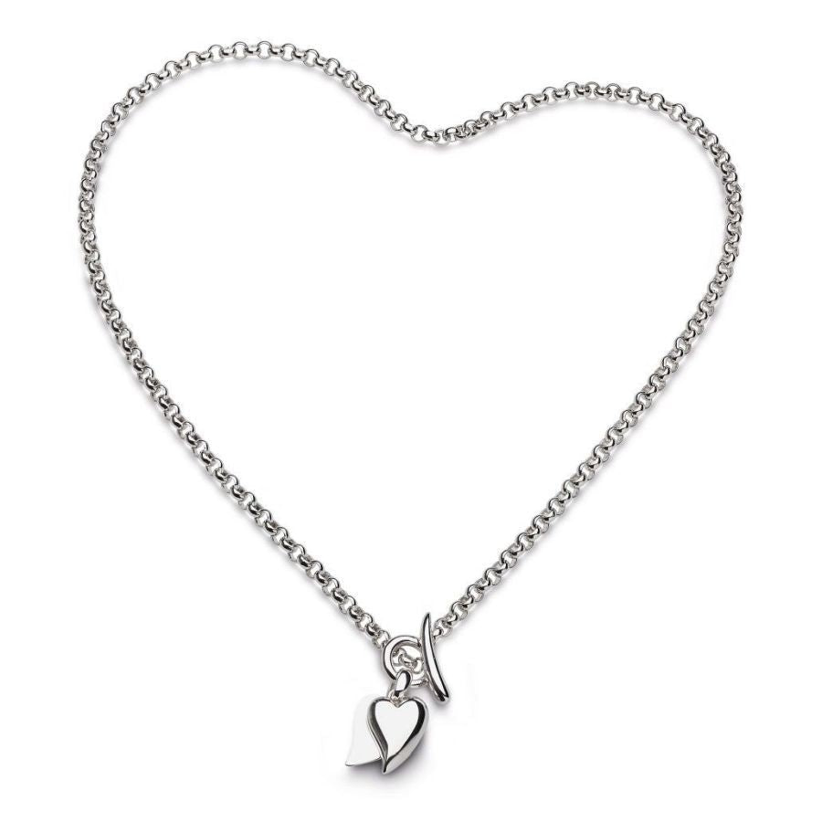 Kit Heath-KH Silver Desire Love Duet Heart T-Bar Ncklce-Dipples Jewellers
