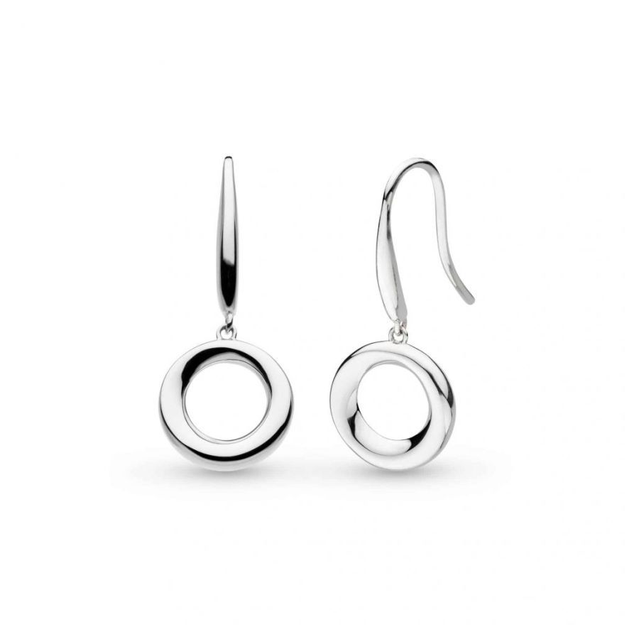 Kit Heath-Silver Bevel Cirque Open Circle Earrings-Dipples Jewellers