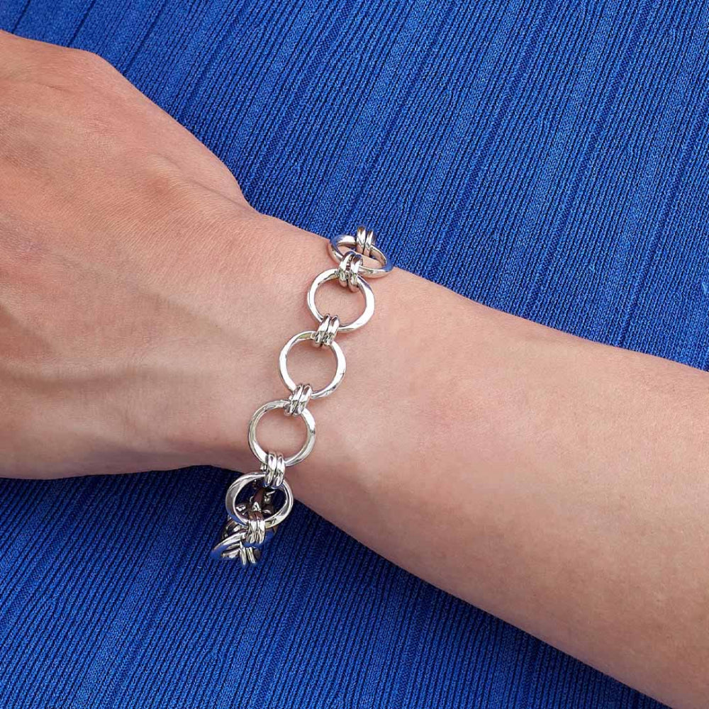 Kit Heath-Silver Bevel Unity Grande 8" Bracelet-Dipples Jewellers