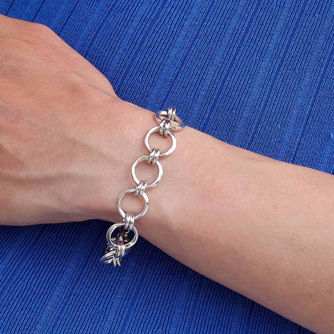 Kit Heath-Silver Bevel Unity Grande 8" Bracelet-Dipples Jewellers