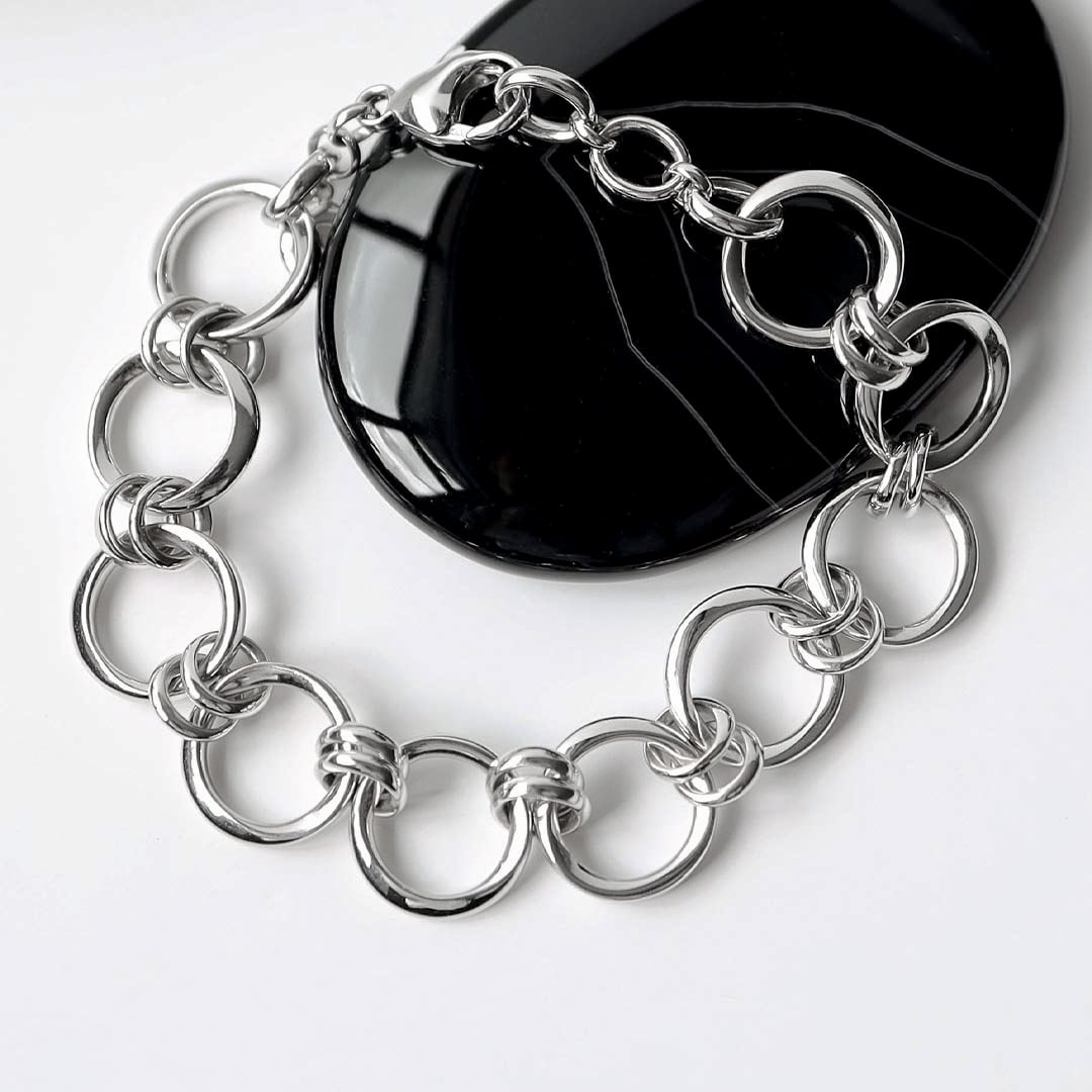 Kit Heath-Silver Bevel Unity Grande 8" Bracelet-Dipples Jewellers