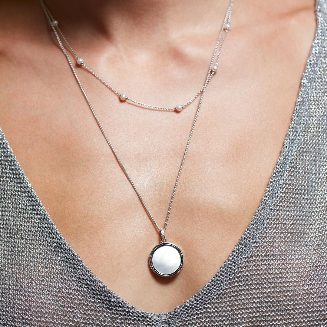 Kit Heath-Silver Céleste Astoria Family Tree of Life Mother of Pearl Double Sided Necklace-Dipples Jewellers