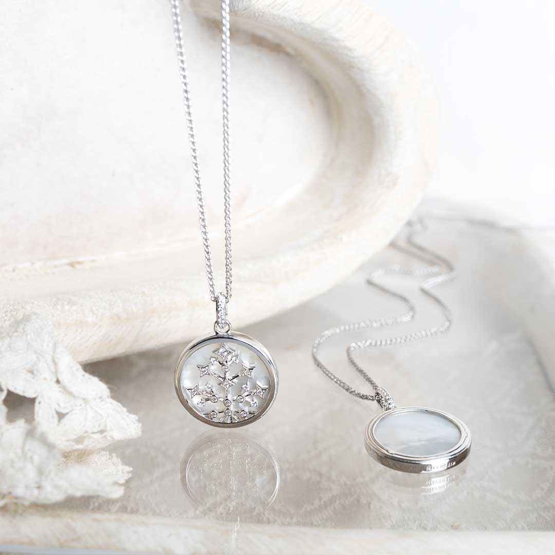 Kit Heath-Silver Céleste Astoria Family Tree of Life Mother of Pearl Double Sided Necklace-Dipples Jewellers