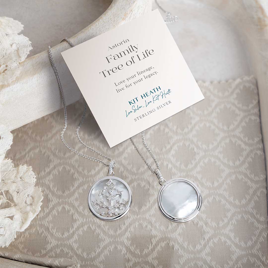 Kit Heath-Silver Céleste Astoria Family Tree of Life Mother of Pearl Double Sided Necklace-Dipples Jewellers