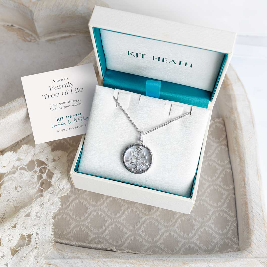 Kit Heath-Silver Céleste Astoria Family Tree of Life Mother of Pearl Double Sided Necklace-Dipples Jewellers