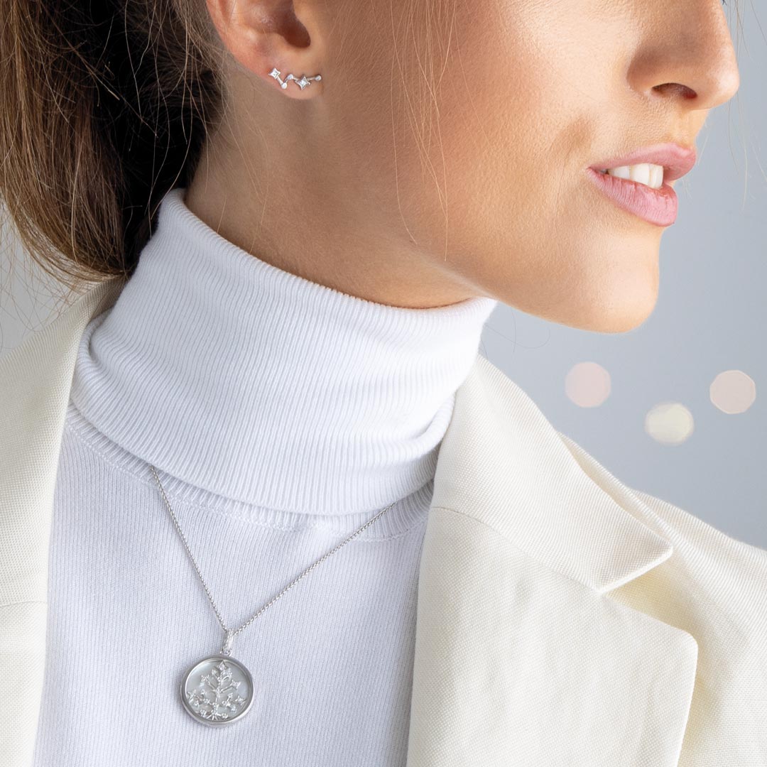 Kit Heath-Silver Céleste Astoria Family Tree of Life Mother of Pearl Double Sided Necklace-Dipples Jewellers