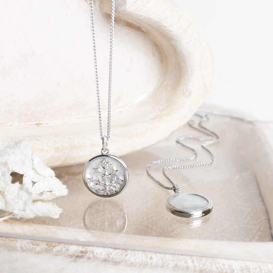 Kit Heath-Silver Céleste Astoria Family Tree of Life Mother of Pearl Double Sided Necklace-Dipples Jewellers