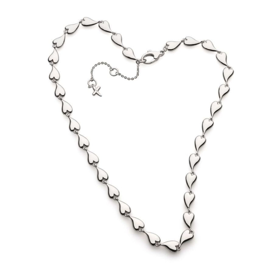 Kit Heath-Silver Desire Kiss Linking Hearts Collar Necklace-Dipples Jewellers