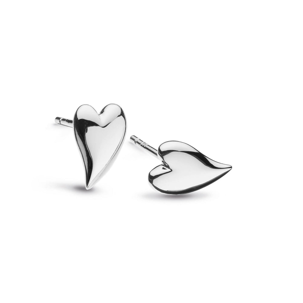 Kit Heath-Silver Desire Kiss Mini Heart Stud Earrings-Dipples Jewellers
