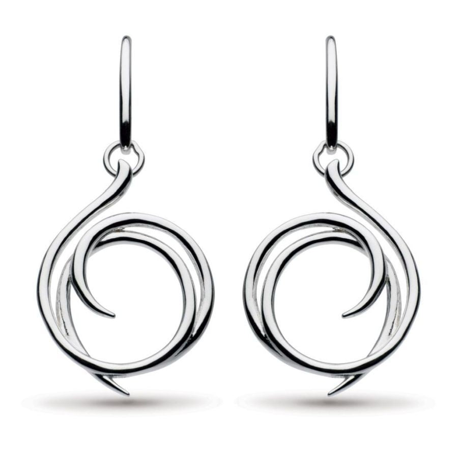 Kit Heath-Silver Entwine Helix Wrap Drop Earrings-Dipples Jewellers