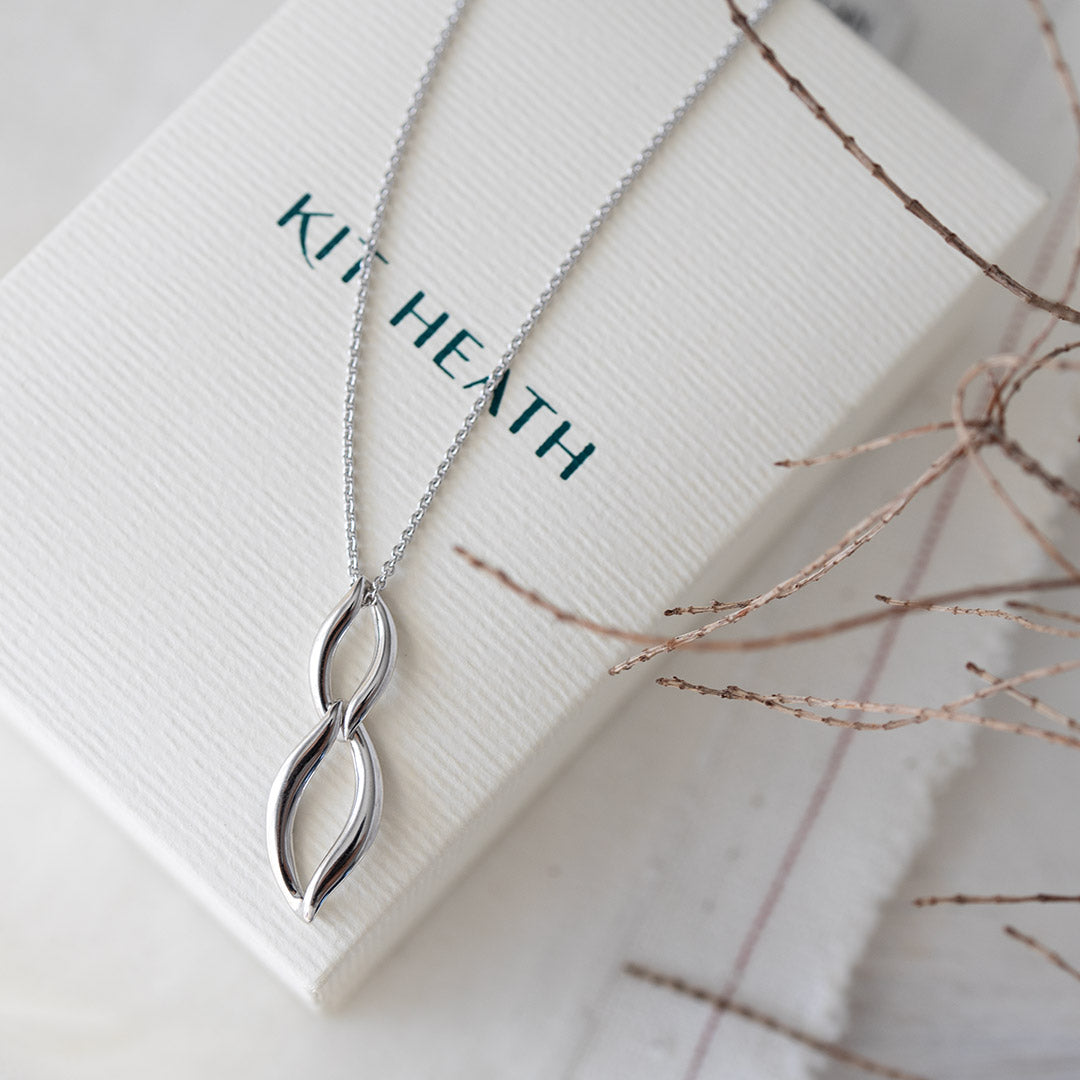 Kit Heath-Silver Entwine Twine Link Duo Petite Necklace-Dipples Jewellers