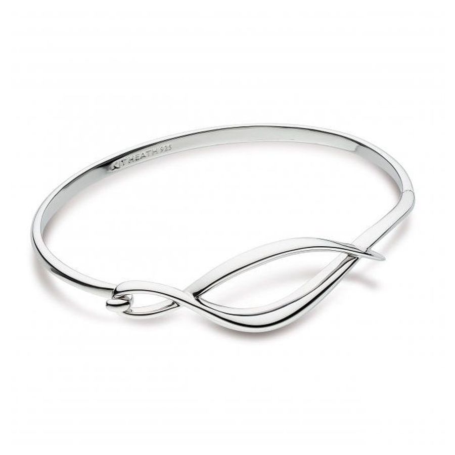 Kit Heath-Silver Entwine Twine Twist Hinged Bangle-Dipples Jewellers