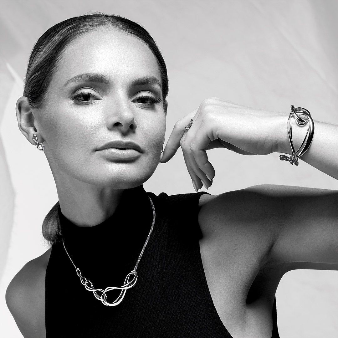 Kit Heath-Silver Infinity Grande Cuff Bangle-Dipples Jewellers