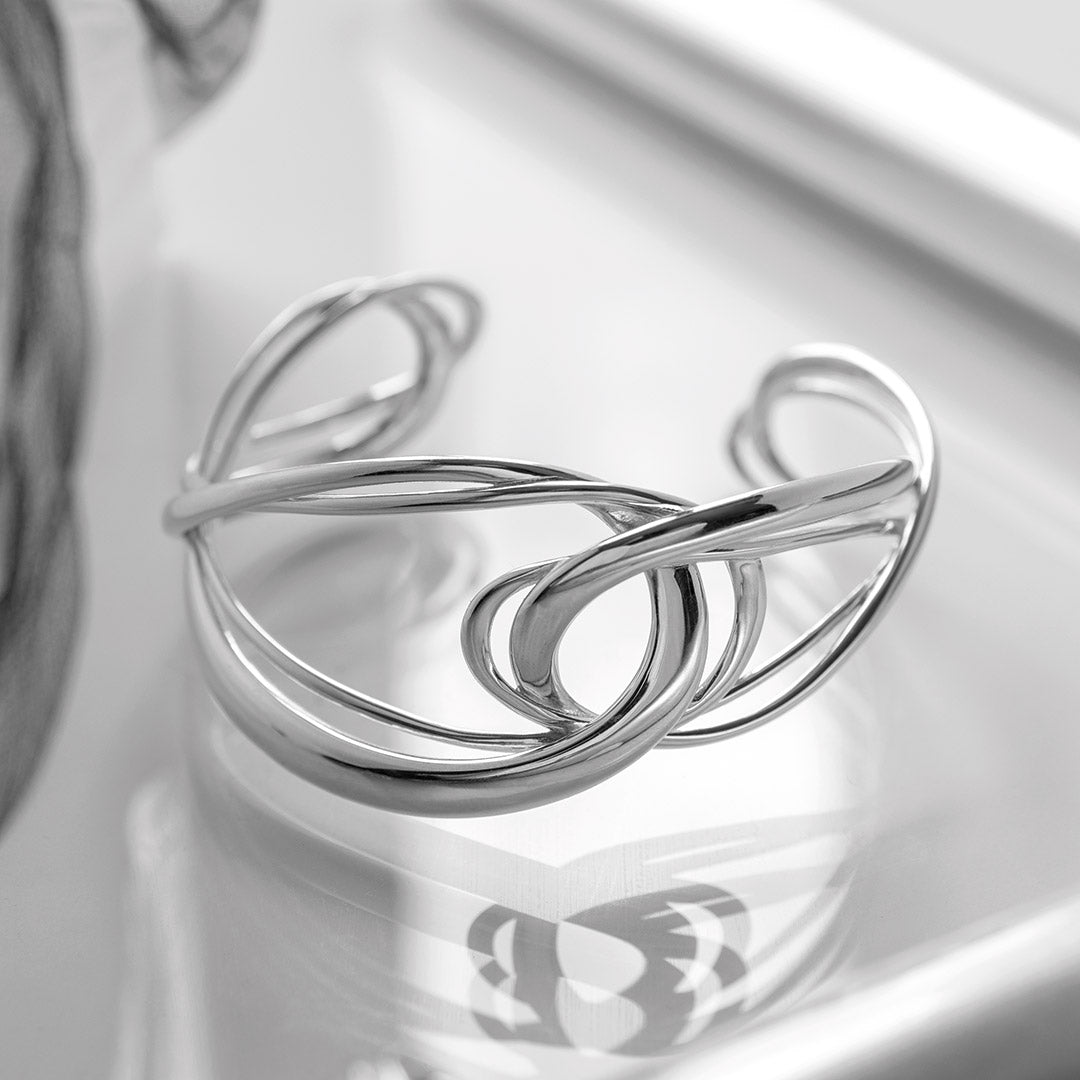 Kit Heath-Silver Infinity Grande Cuff Bangle-Dipples Jewellers