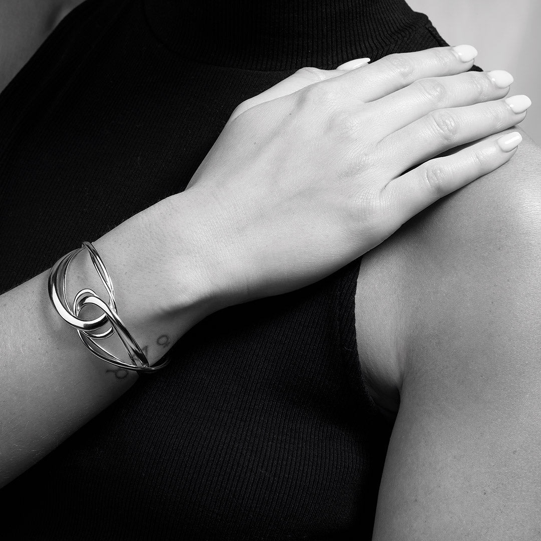 Kit Heath-Silver Infinity Grande Cuff Bangle-Dipples Jewellers