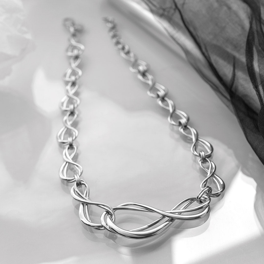 Kit Heath-Silver Infinity Grande Link Collar Necklace-Dipples Jewellers