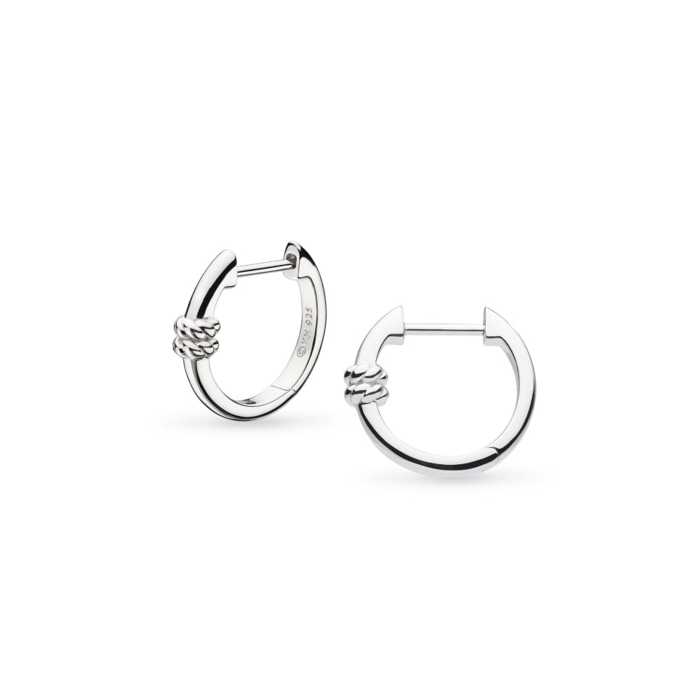 Kit Heath-Silver Marina Rope Hinged Hoop Earrings-Dipples Jewellers