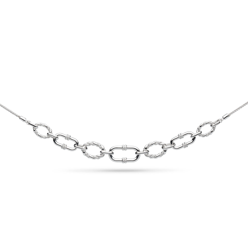 Kit Heath-Silver Marina Rope Link Duo Graduated Chain 18" Necklet-Dipples Jewellers