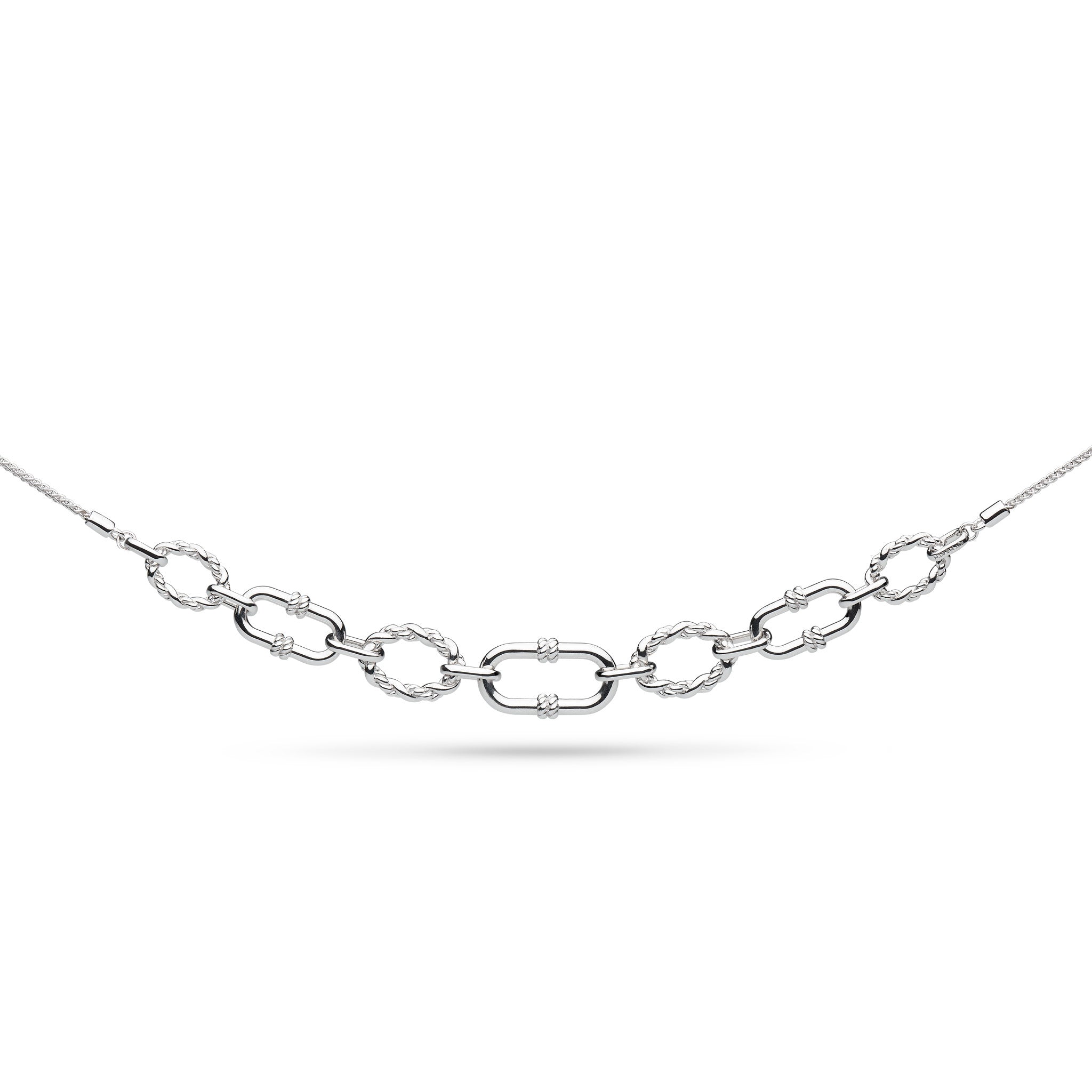 Kit Heath-Silver Marina Rope Link Duo Graduated Chain 18" Necklet-Dipples Jewellers