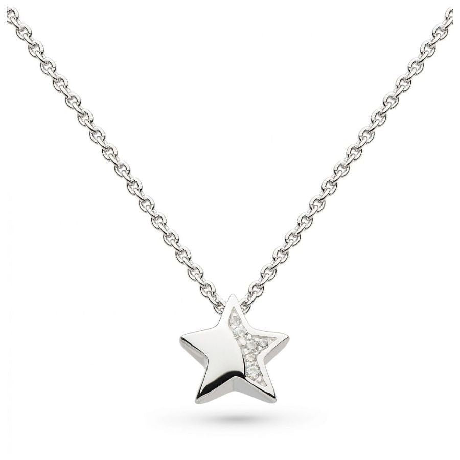 Kit Heath-Silver Miniature Sparkle CZ Shining Star 17' Necklace-Dipples Jewellers