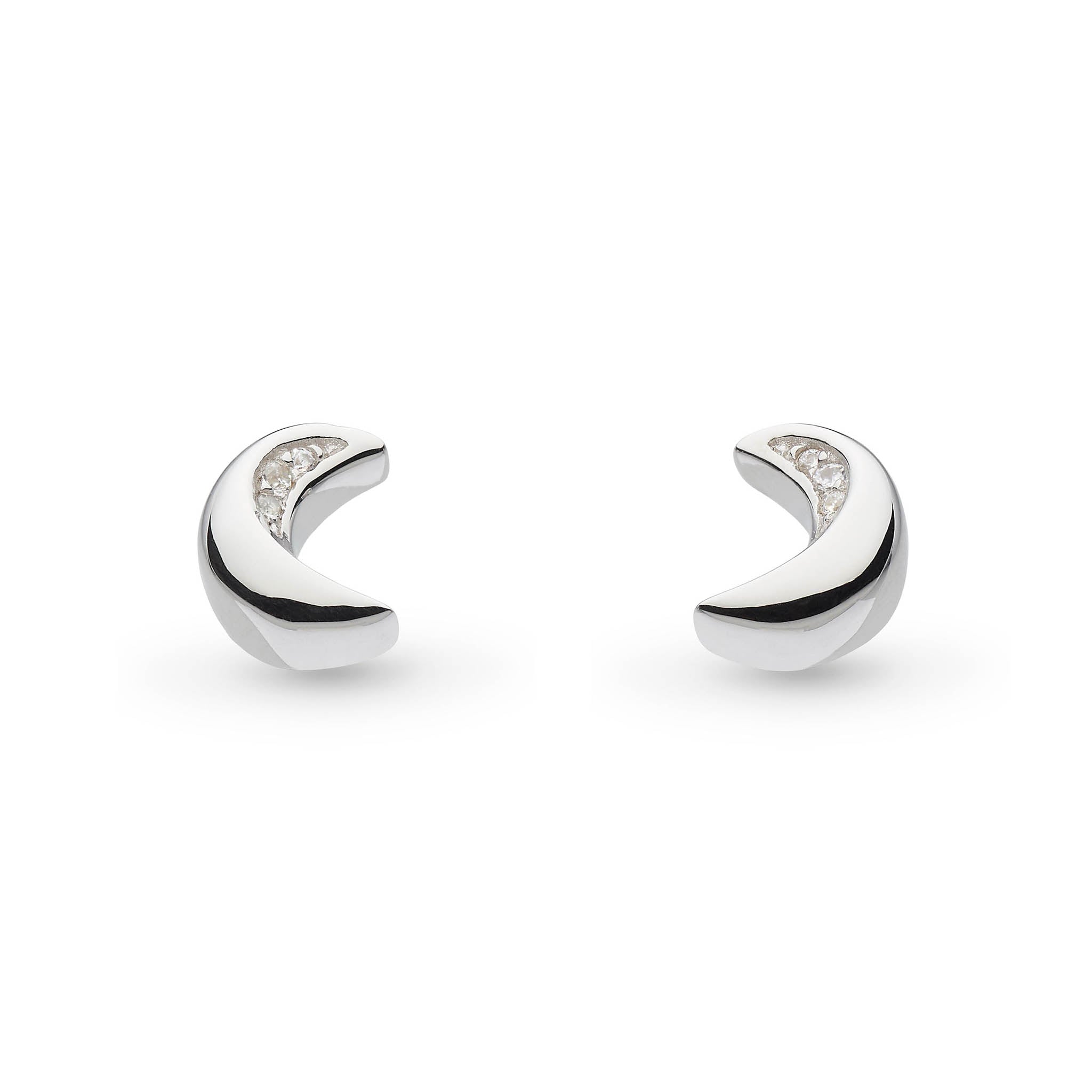 Kit Heath-Silver Miniatures Moonlight Pave Cubic Zirconia Set Stud Earrings-Dipples Jewellers