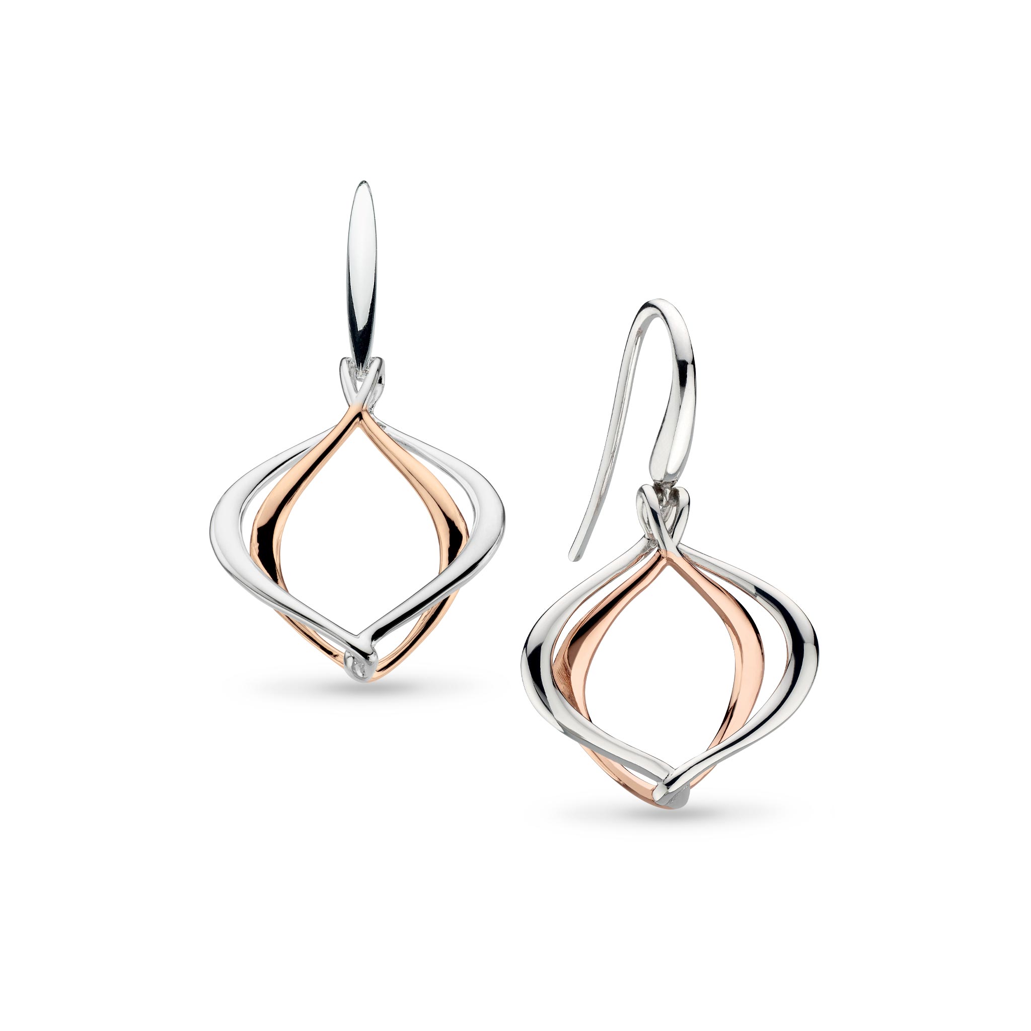 Kit Heath-Silver & Rose Gold Plated Alicia Grande Drop Earrings-Dipples Jewellers