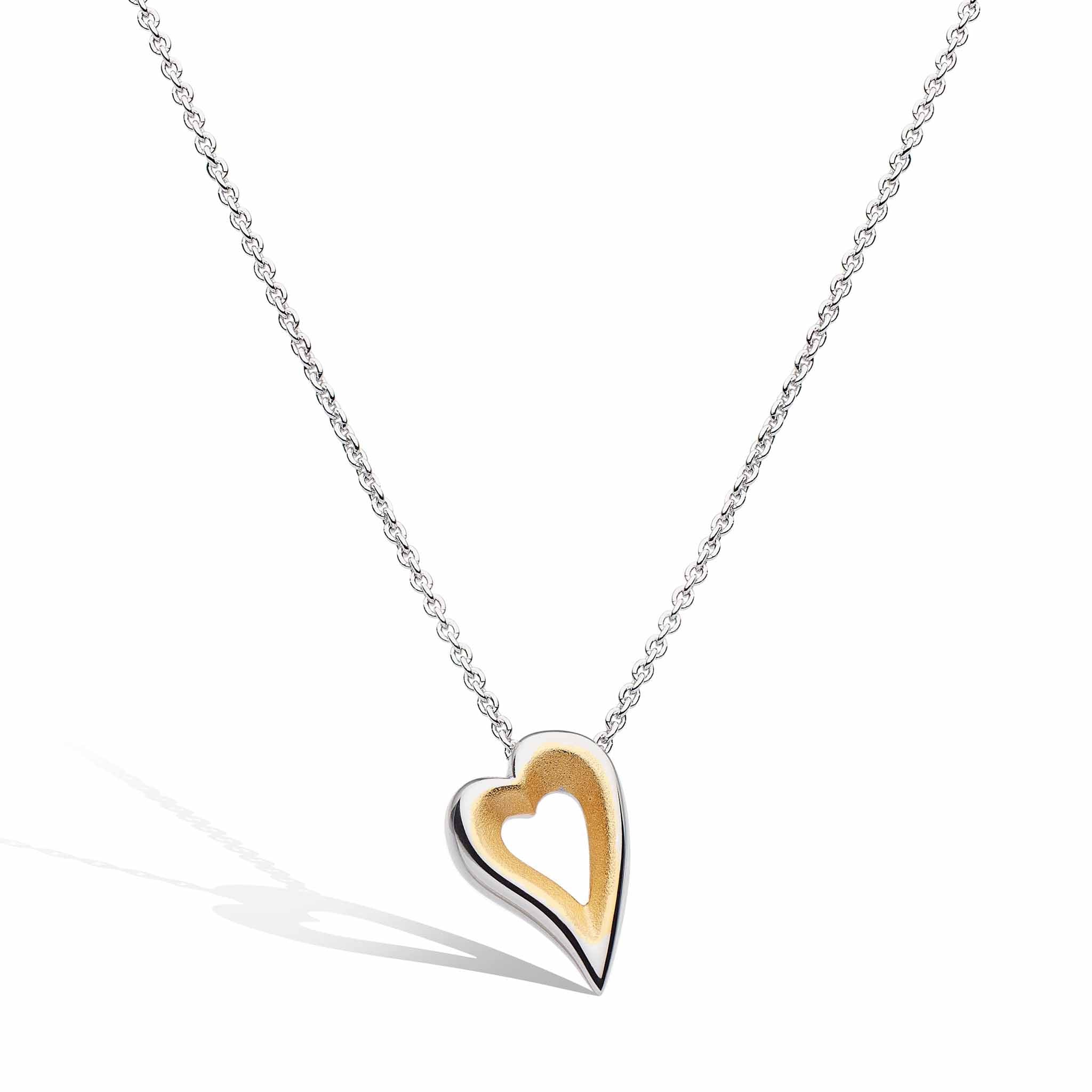 Kit Heath-Silver & Yellow Gold Plated Desire Love Story Golden Heart Necklace-Dipples Jewellers