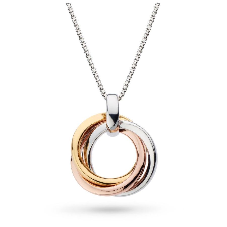 Kit Heath-Silver & Yellow & Rose Gold Plated Bevel Trilogy Necklace-Dipples Jewellers