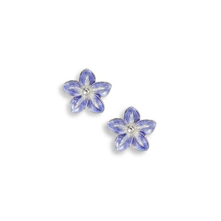 Nicole Barr-Silver & Enamel Purple Forget-Me-Not Stud Earrings-Dipples Jewellers