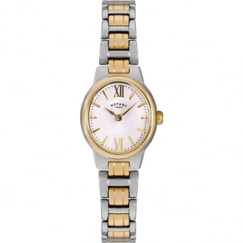 Rotary-Ladies ss&ypvd ovl mop dial blt qtz wtch-Dipples Jewellers