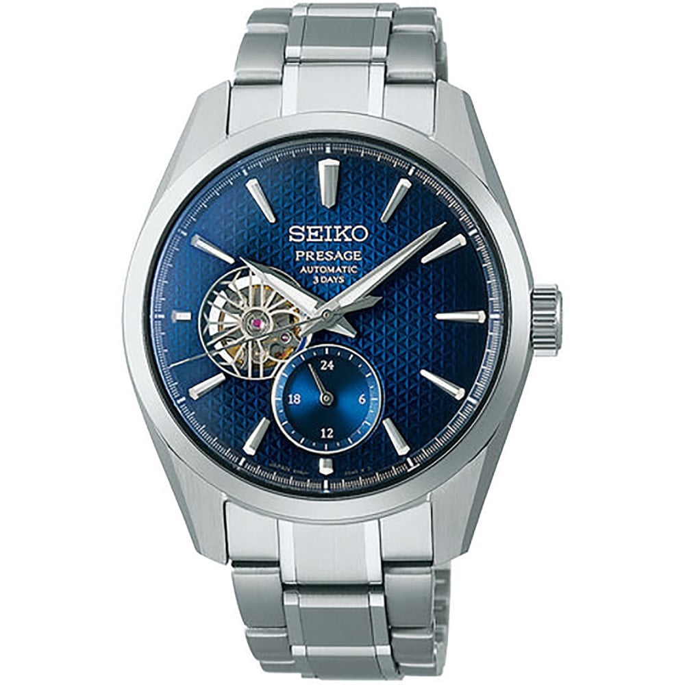 Seiko-Presage 'Ao' Sharp Edged Open Heart-Dipples Jewellers