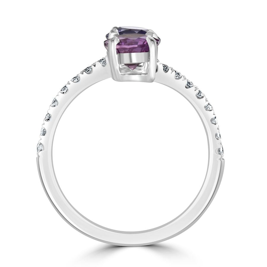 Tivon-18ct White Gold Pink & Purple Sapphire & Diamond Crossover Ring-Dipples Jewellers