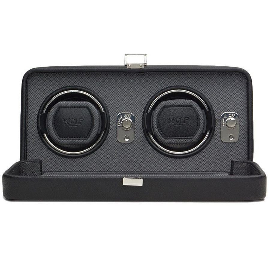 Wolf Designs Ltd-Black Windsor Double Watch Winder-Dipples Jewellers